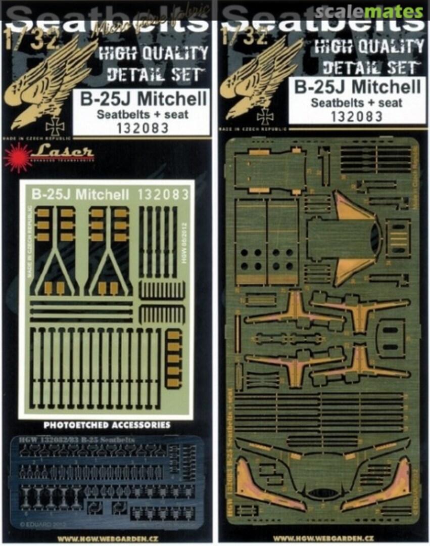 Boxart B-25 Mitchell Pilot Seats + Seatbelts 132083 HGW Models Boxart B-25 Mitchell Pilot Seats + Seatbelts 132083 HGW Models