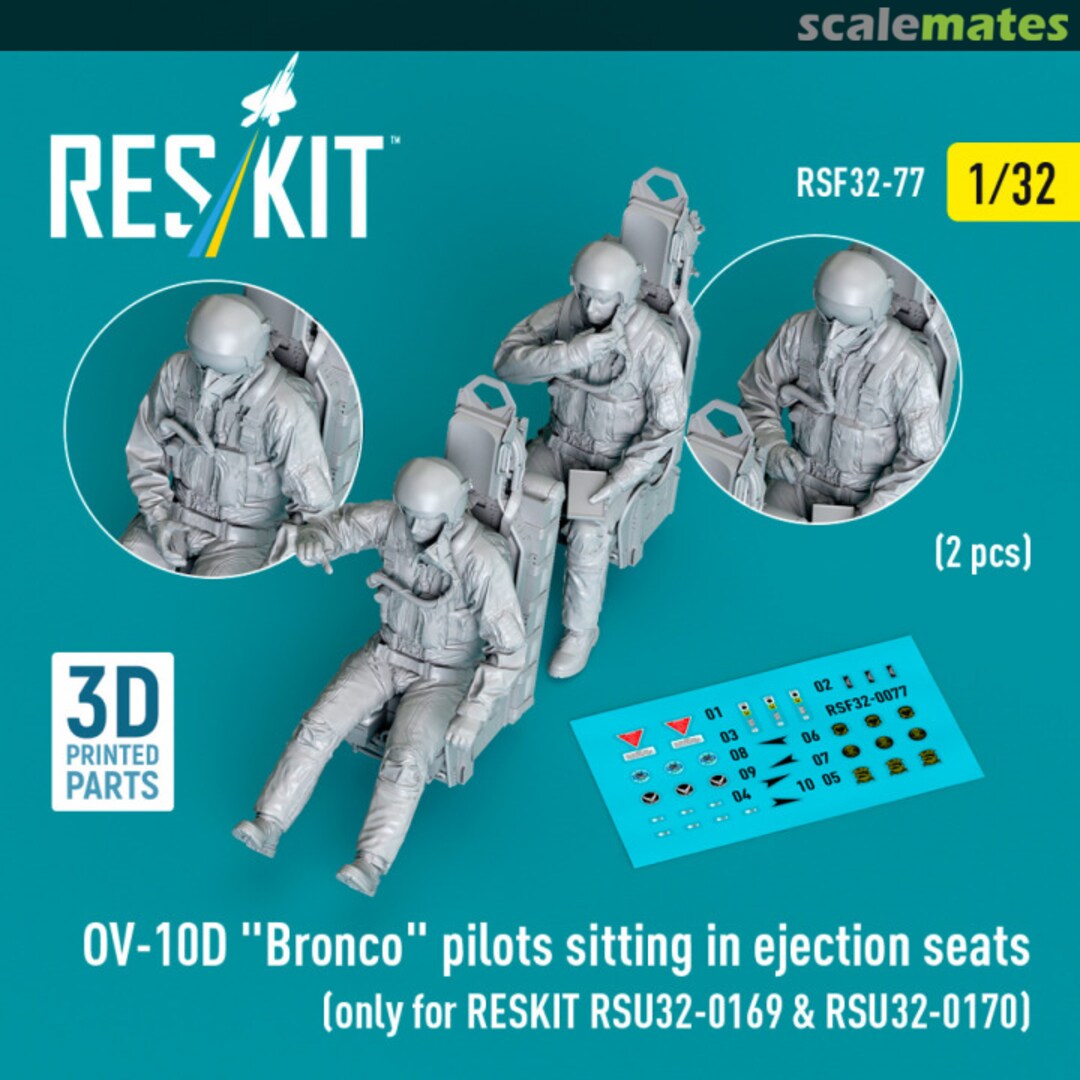 Boxart OV-10D Bronco pilots sitting in ejection seats (2 pcs) (3D Printed) RSF32-0077 ResKit Boxart OV-10D Bronco pilots sitting in ejection seats (2 pcs) (3D Printed) RSF32-0077 ResKit