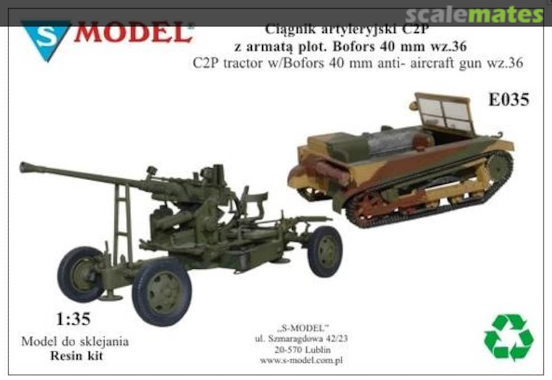 Boxart C2P tractor w/Bofors 40 mm anti-aircraft gun wz.36 E035 S-Model (Poland) Boxart C2P tractor w/Bofors 40 mm anti-aircraft gun wz.36 E035 S-Model (Poland)