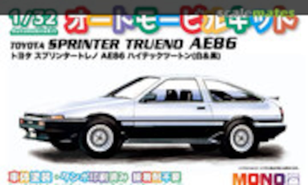 1:32 Toyota Sprinter Trueno AE86 Hi-tech Two-tone (White &amp; Black) (MONO MN01)