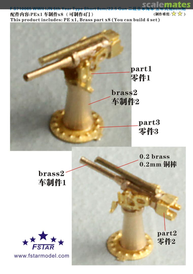 Boxart IJN 5th Year Type Short 8cm/23.5 Gun FS710065 Five Star Model