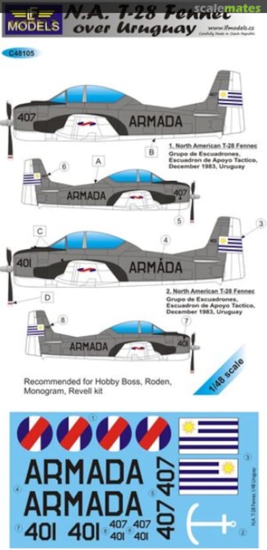 Boxart North-American T-28 Fennec over Uruguay C48105 LF Models Boxart North-American T-28 Fennec over Uruguay C48105 LF Models