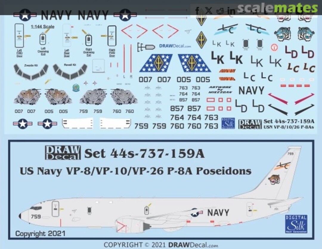 Boxart US Navy VP-8 / VP-10 / VP-26 P-8As Poseidons 44-737-159A Draw Decal Boxart US Navy VP-8 / VP-10 / VP-26 P-8As Poseidons 44-737-159A Draw Decal