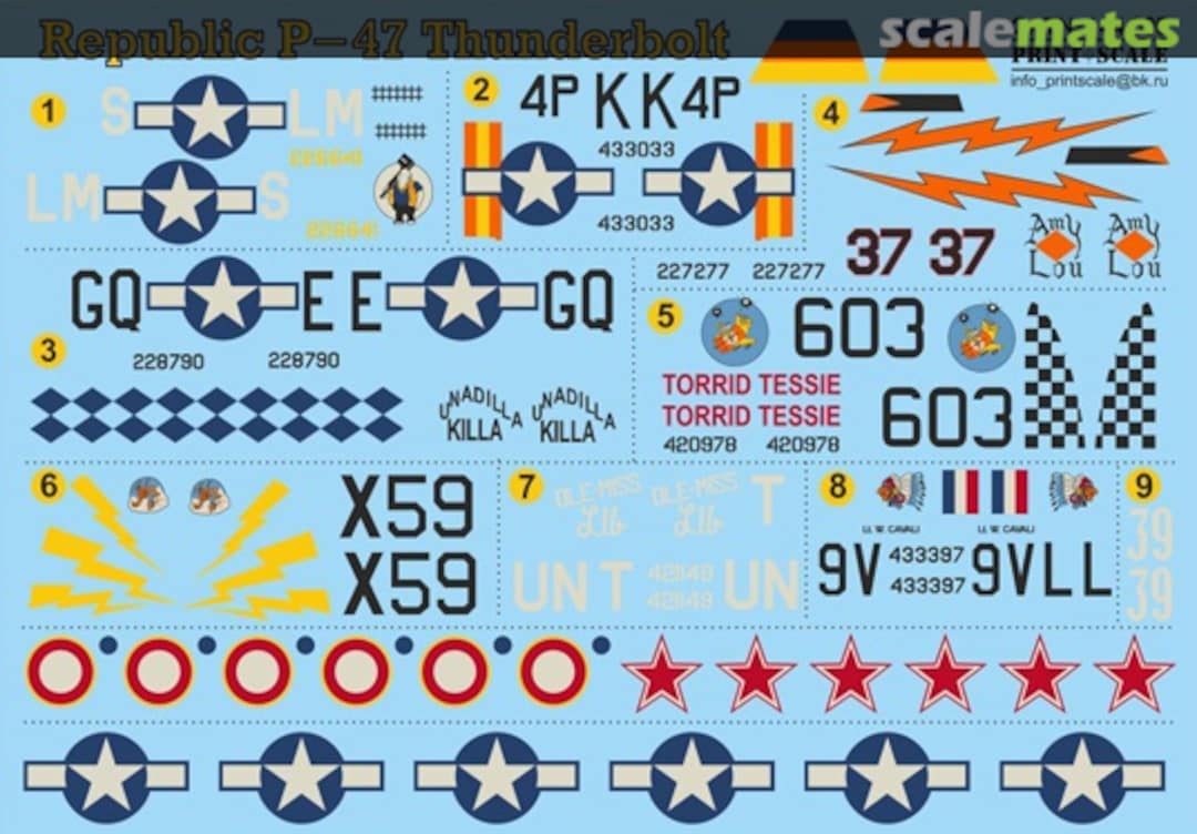 Boxart Republic P-47 Thunderbolt Decals 144-005 Print Scale Boxart Republic P-47 Thunderbolt Decals 144-005 Print Scale