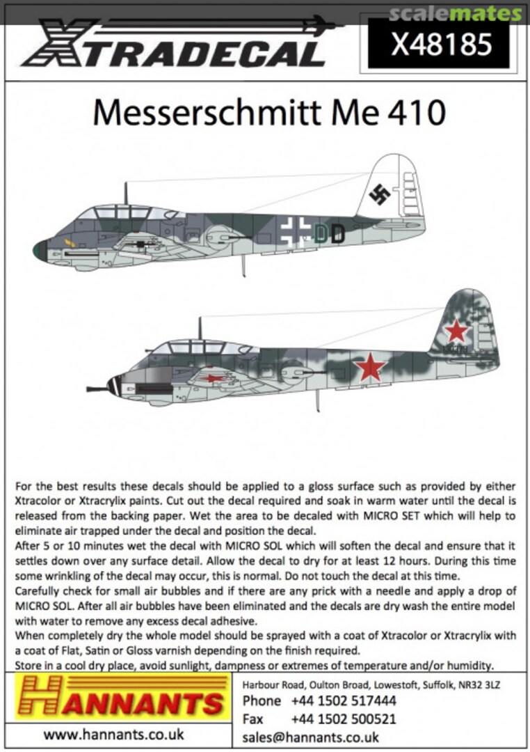 Boxart Messerschmitt Me 410 X48185 Xtradecal Boxart Messerschmitt Me 410 X48185 Xtradecal
