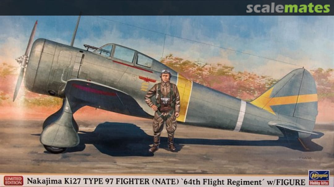 Boxart Nakajima Ki27 Type 97 Fighter (Nate) `64th Flight Regiment´ w/Figure 09918 Hasegawa