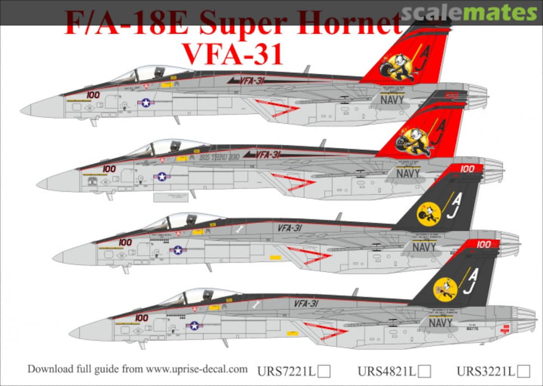 Boxart F/A-18E Super Hornet VFA-31 CAG (Black & Red Tail) URS4821L UpRise Decal