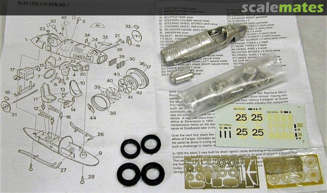 Boxart BRM V16 Mk I RL54 Scale Model Technical Service Boxart BRM V16 Mk I RL54 Scale Model Technical Service