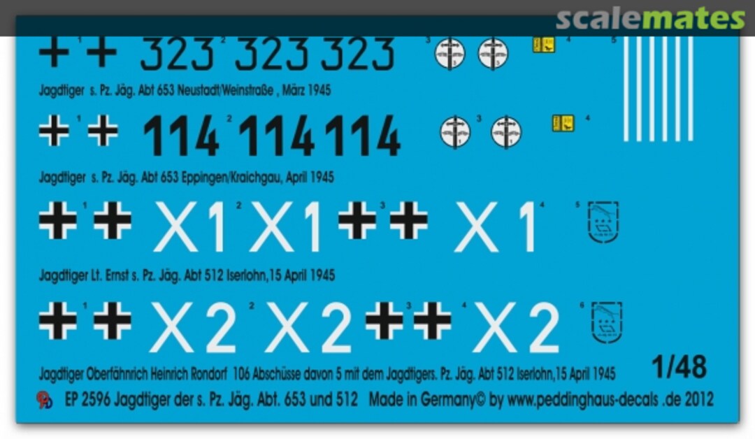 Boxart Jagdtiger der s.Pz. Jäg Abt. 653 und 512 EP 2596 Peddinghaus-Decals Boxart Jagdtiger der s.Pz. Jäg Abt. 653 und 512 EP 2596 Peddinghaus-Decals