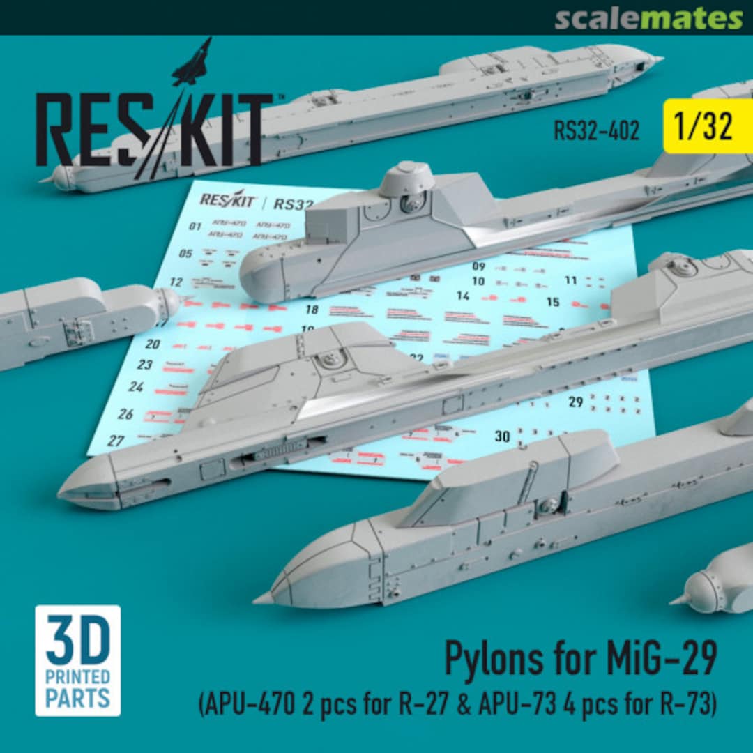 Boxart Pylons for MiG-29 - APU-470 (2 pcs) for R-27 & APU-73 (4 pcs) for R-73 RS32-0402 ResKit Boxart Pylons for MiG-29 - APU-470 (2 pcs) for R-27 & APU-73 (4 pcs) for R-73 RS32-0402 ResKit