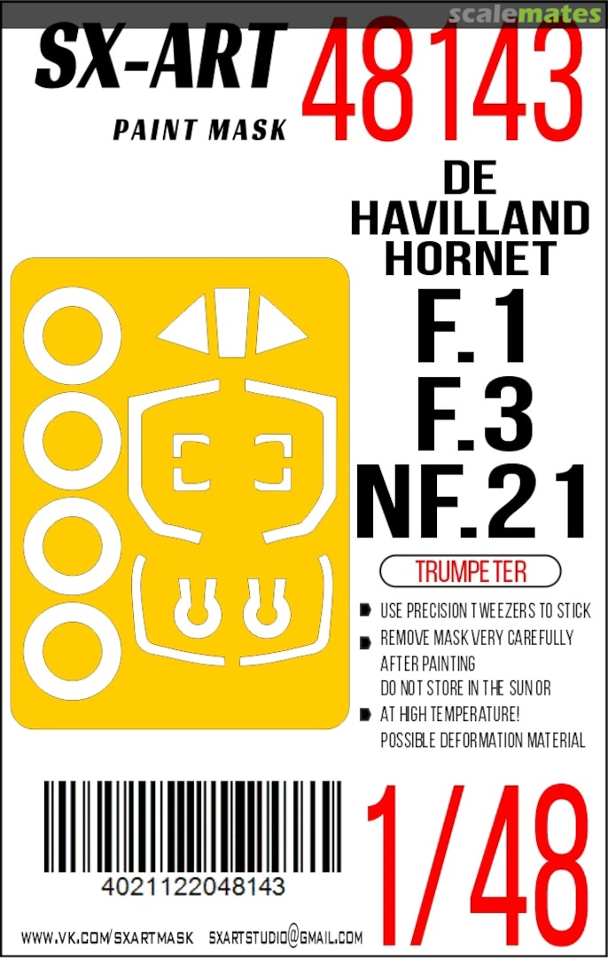 Boxart De Havilland Hornet F.1 / F.3 / NF.21 masks 48143 SX-Art Boxart De Havilland Hornet F.1 / F.3 / NF.21 masks 48143 SX-Art