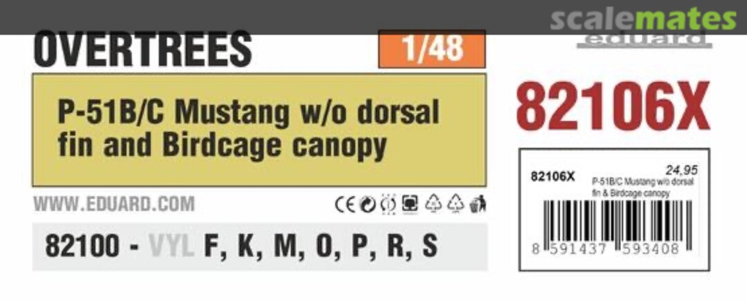 Boxart P-51B/C Mustang w/o dorsal fin & Birdcage canopy OVERTREES 1/48 82106X Eduard Boxart P-51B/C Mustang w/o dorsal fin & Birdcage canopy OVERTREES 1/48 82106X Eduard