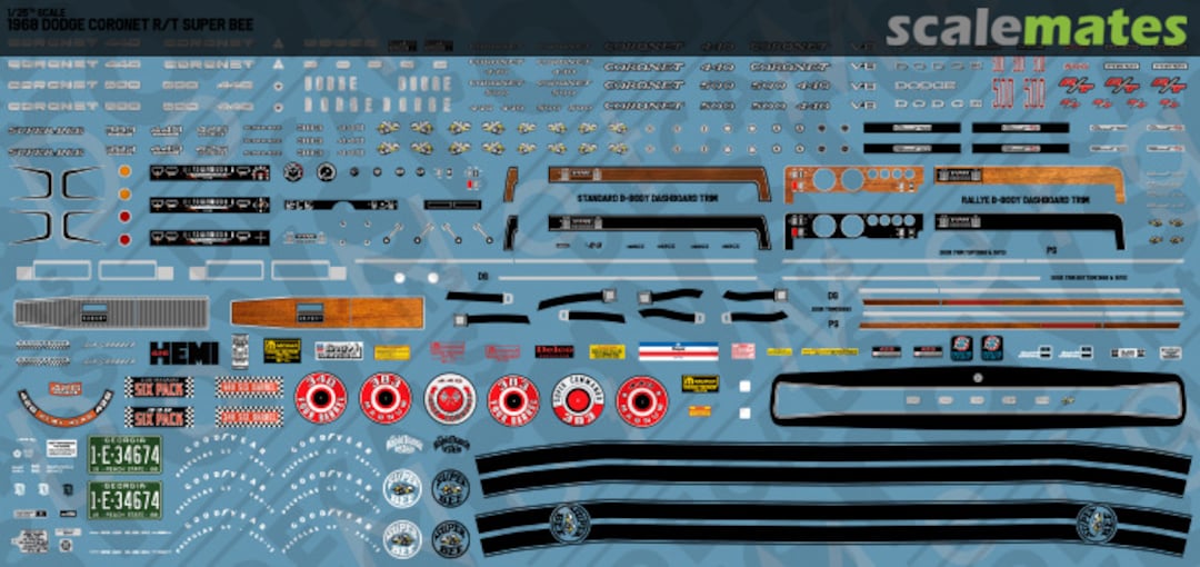 Boxart 1968 Dodge Coronet R/T Super Bee RKD811 Rays Kits Decals Boxart 1968 Dodge Coronet R/T Super Bee RKD811 Rays Kits Decals