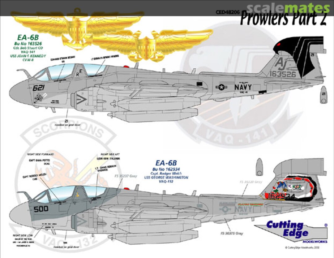 Boxart Prowlers Part 2: VAQ-141 (USS J.F. Kennedy), VAQ-132 (USS George Washington) CED72206 Cutting Edge Modelworks Boxart Prowlers Part 2: VAQ-141 (USS J.F. Kennedy), VAQ-132 (USS George Washington) CED72206 Cutting Edge Modelworks