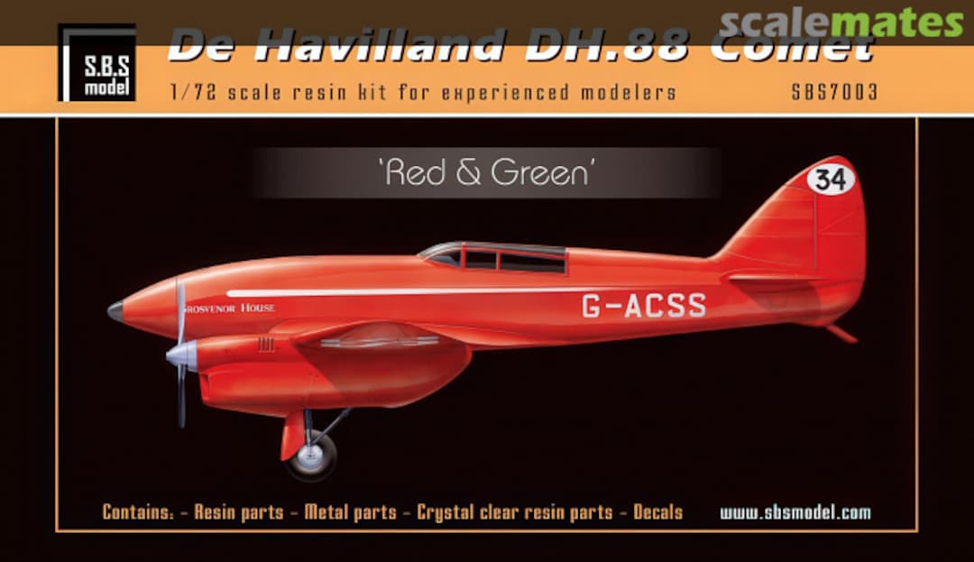 Boxart De Havilland DH.88 Comet SBS7003 SBS Model