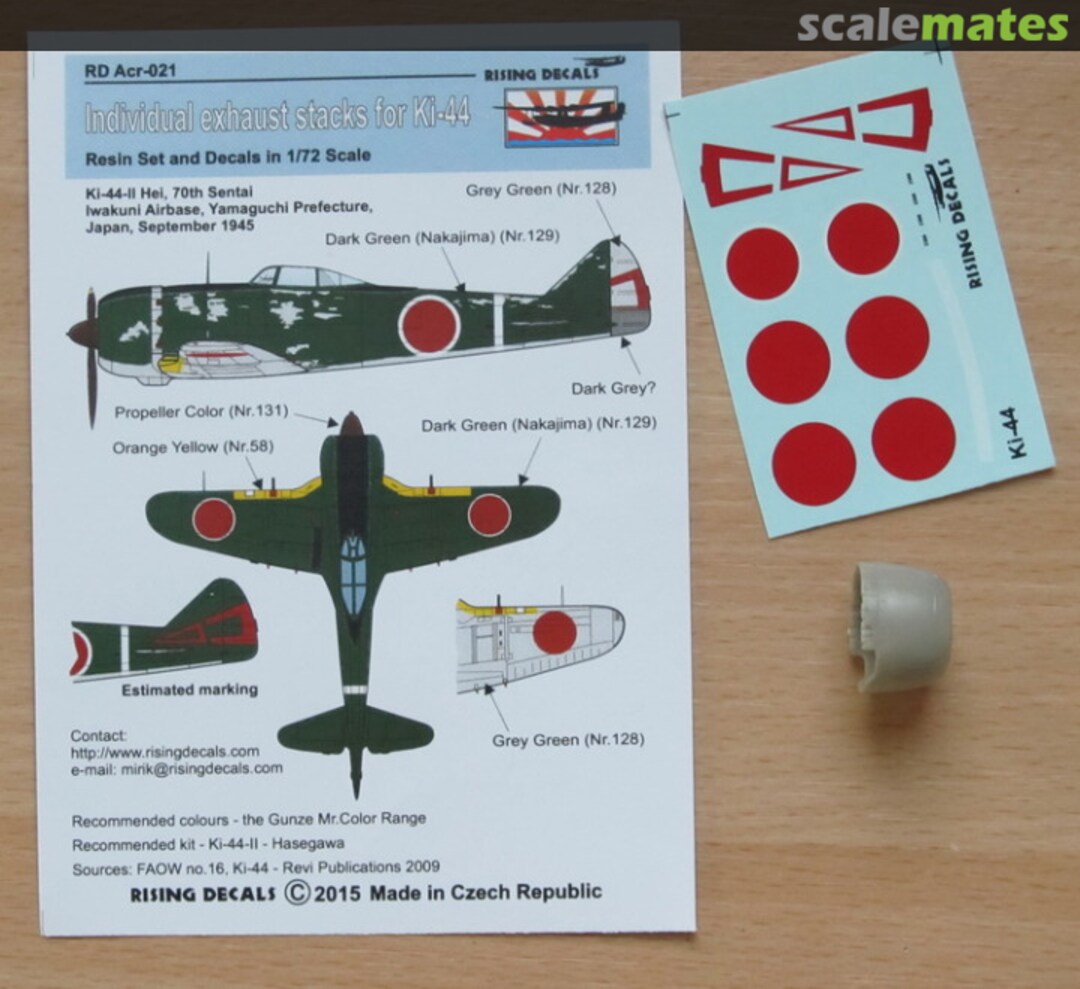 Boxart Individual Exhaust stacks for Ki-44 RD Acr-021 Rising Decals Boxart Individual Exhaust stacks for Ki-44 RD Acr-021 Rising Decals