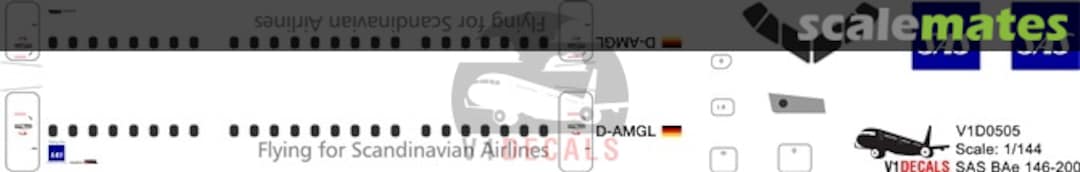 Boxart Scandinavian Airlines (SAS) BAe Avro 146-200 - RJ-85 V1D0505-144 V1 Decals Boxart Scandinavian Airlines (SAS) BAe Avro 146-200 - RJ-85 V1D0505-144 V1 Decals