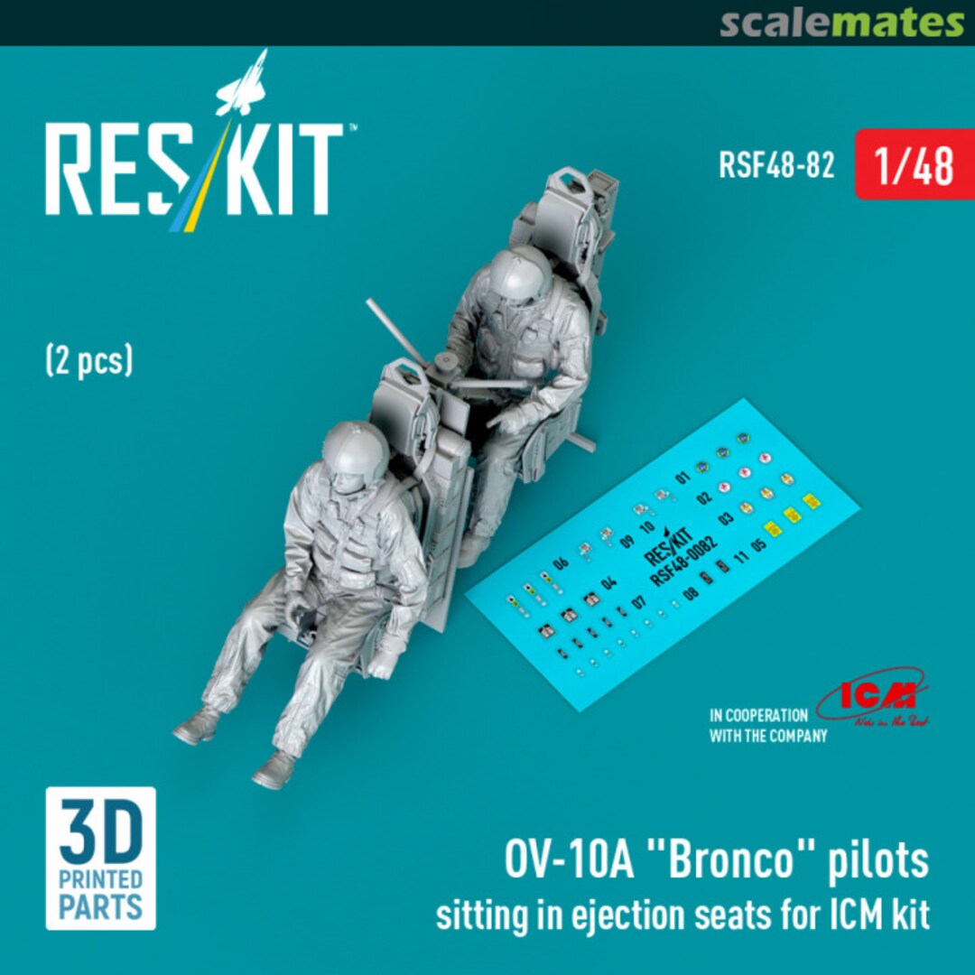 Boxart OV-10A Bronco pilots sitting in ejection seats (2 pcs) (3D Printed) RSF48-0082 ResKit Boxart OV-10A Bronco pilots sitting in ejection seats (2 pcs) (3D Printed) RSF48-0082 ResKit