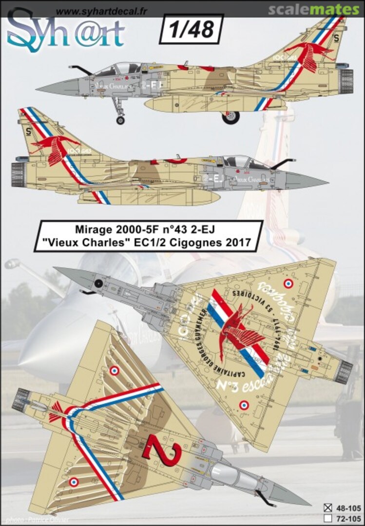Boxart Mirage 2000-5F n°43 2-EJ "Vieux Charles" EC 1/2 Cigognes 48-105 Syhart Boxart Mirage 2000-5F n°43 2-EJ "Vieux Charles" EC 1/2 Cigognes 48-105 Syhart