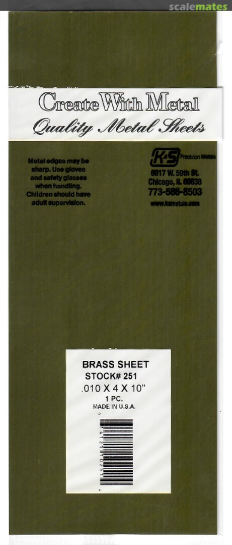 Boxart Brass Sheet 0.010" x 4" x 10" 251 K&S Precision Metals Boxart Brass Sheet 0.010" x 4" x 10" 251 K&S Precision Metals