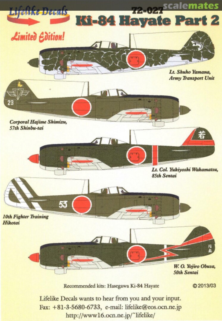 Boxart Hayate Part 2 (Japanese) 72-027J Lifelike Decals Boxart Hayate Part 2 (Japanese) 72-027J Lifelike Decals