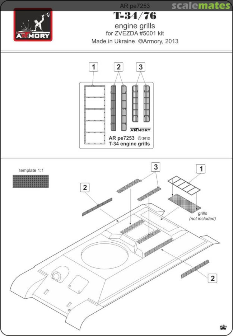 Boxart T-34 engine compartment grills pe7253 Armory Boxart T-34 engine compartment grills pe7253 Armory