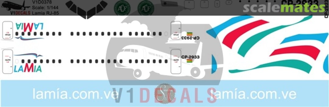 Boxart Lamia Bolivia BAe Avro RJ-85 V1D0378-144 V1 Decals Boxart Lamia Bolivia BAe Avro RJ-85 V1D0378-144 V1 Decals