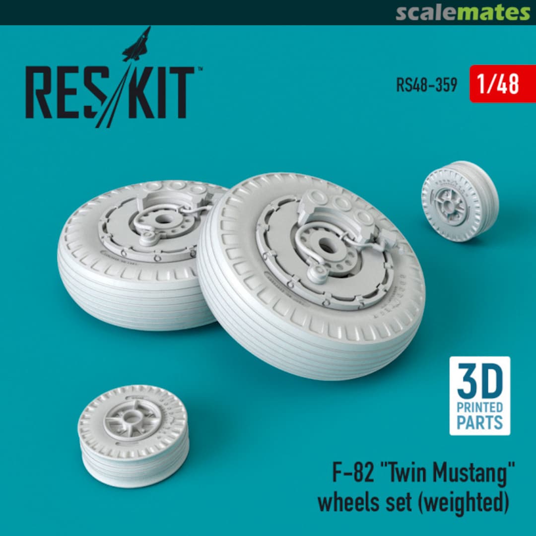 Boxart F-82 Twin Mustang - wheels set (weighted) RS48-0359 ResKit Boxart F-82 Twin Mustang - wheels set (weighted) RS48-0359 ResKit