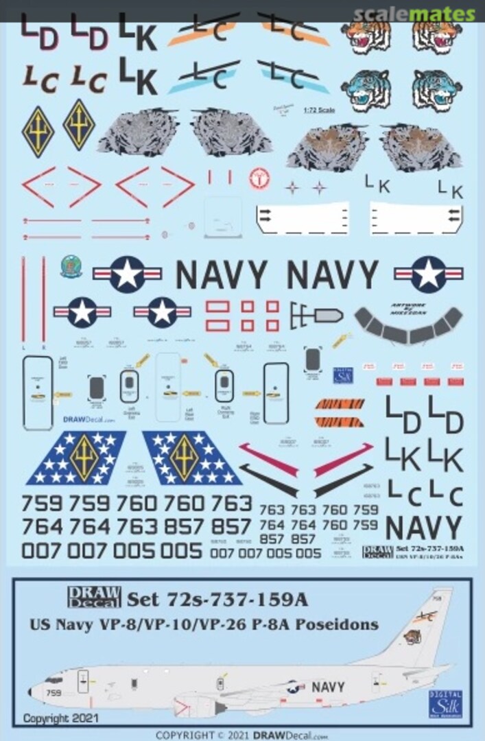 Boxart US Navy VP-8 / VP-10 / VP-26 P-8As Poseidons 72-737-159A Draw Decal Boxart US Navy VP-8 / VP-10 / VP-26 P-8As Poseidons 72-737-159A Draw Decal