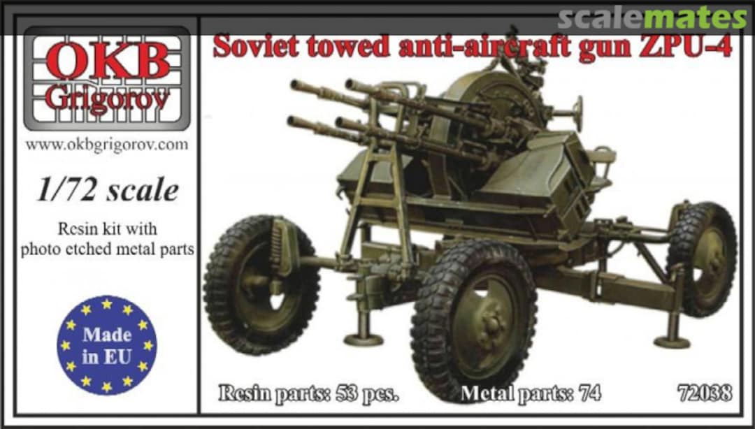 Boxart Soviet Towed Anti-aircradt gun ZPU-4 72038 OKB Grigorov Boxart Soviet Towed Anti-aircradt gun ZPU-4 72038 OKB Grigorov