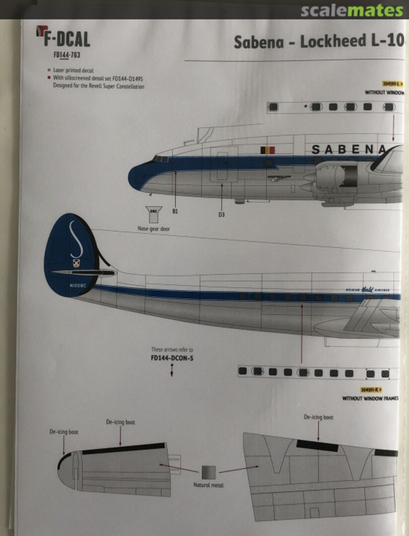 Boxart Sabena - L1049H Super Constellation FD144-763 F-DCAL Boxart Sabena - L1049H Super Constellation FD144-763 F-DCAL