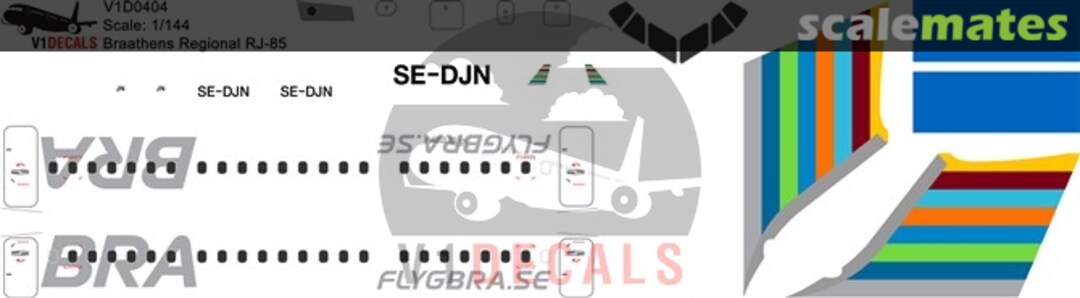 Boxart BRA Braathens Regional Airlines BAe Avro RJ-85 V1D0404-144 V1 Decals Boxart BRA Braathens Regional Airlines BAe Avro RJ-85 V1D0404-144 V1 Decals