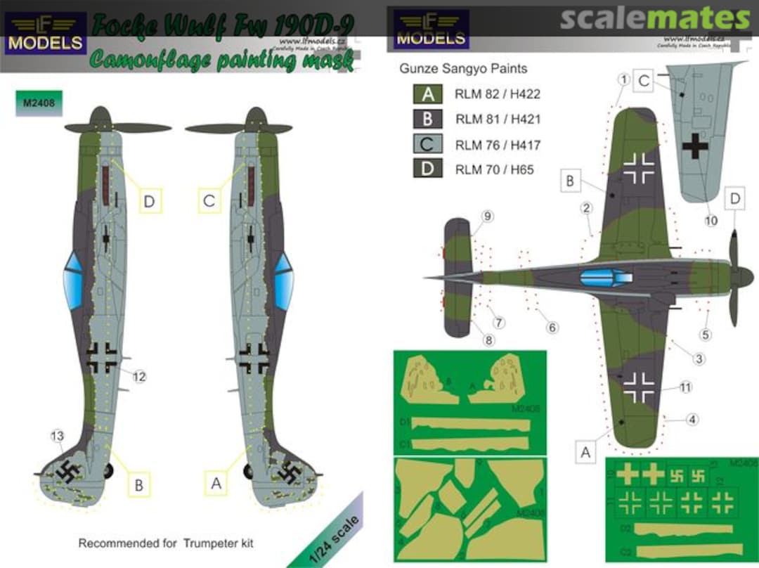 Boxart Focke Wulf Fw 190D-9 Camouflage Painting Mask M2408 LF Models