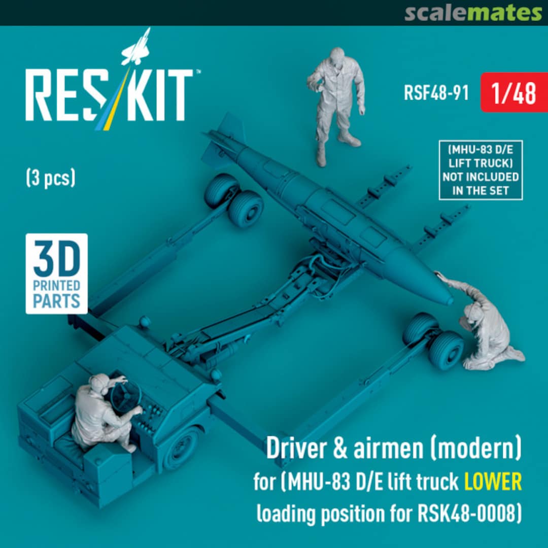 Boxart Driver & airmen (modern) MHU-83 D/E lift truck LOWER loading position RSF48-0091 ResKit Boxart Driver & airmen (modern) MHU-83 D/E lift truck LOWER loading position RSF48-0091 ResKit