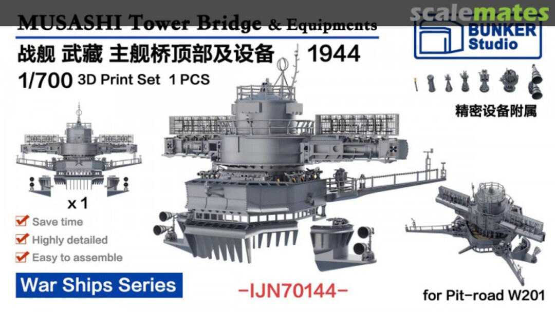 Boxart Musashi Tower Bridge & 15M Rangefinder & Equipments 1944 IJN70144 Bunker Studio