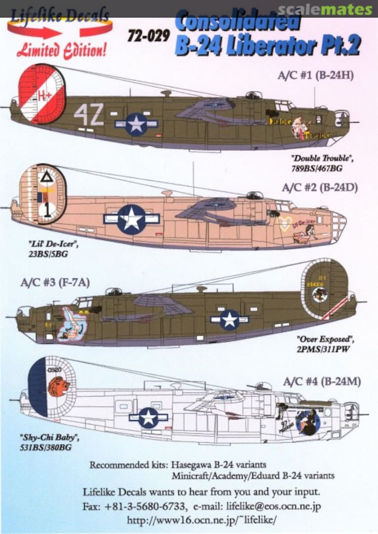 Boxart Consolidated B-24 Liberator Part.2 (English) 72-029 Lifelike Decals Boxart Consolidated B-24 Liberator Part.2 (English) 72-029 Lifelike Decals