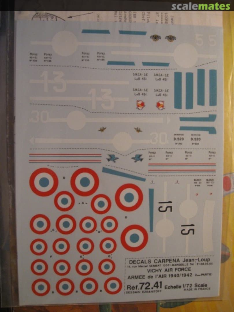 Boxart Vichy Air Force Armee de l'air 1940/1942 Part 2 72.41 Carpena Boxart Vichy Air Force Armee de l'air 1940/1942 Part 2 72.41 Carpena