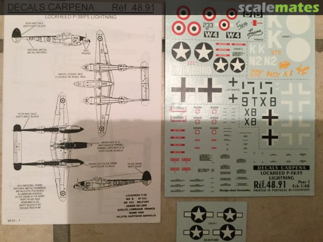 Boxart Lockheed P-38/F5 Lightning 48.91 Carpena Boxart Lockheed P-38/F5 Lightning 48.91 Carpena