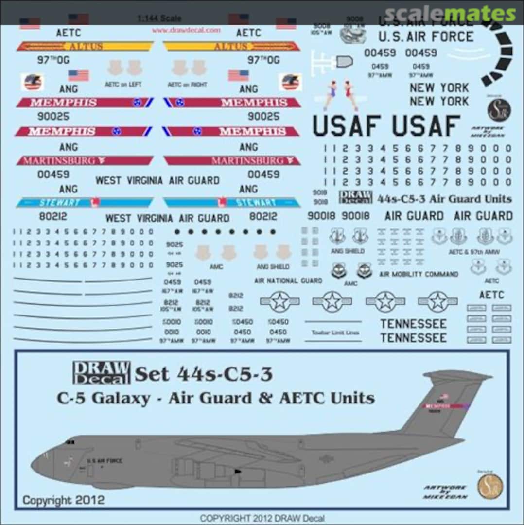 Boxart Air Guard C-5s 44-C5-3 Draw Decal Boxart Air Guard C-5s 44-C5-3 Draw Decal