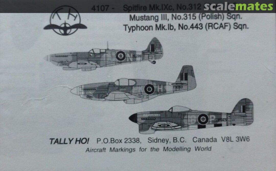 Boxart Spitfire Mk.IXc - Typhoon Mk.Ib - Mustang III 4107 Tally Ho! (Canada) Boxart Spitfire Mk.IXc - Typhoon Mk.Ib - Mustang III 4107 Tally Ho! (Canada)