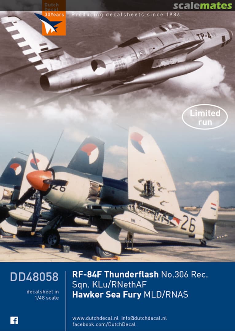 Boxart RF-84 Thunderflash KLu. Sea Fury MLD. DD48058 Dutch Decal Boxart RF-84 Thunderflash KLu. Sea Fury MLD. DD48058 Dutch Decal