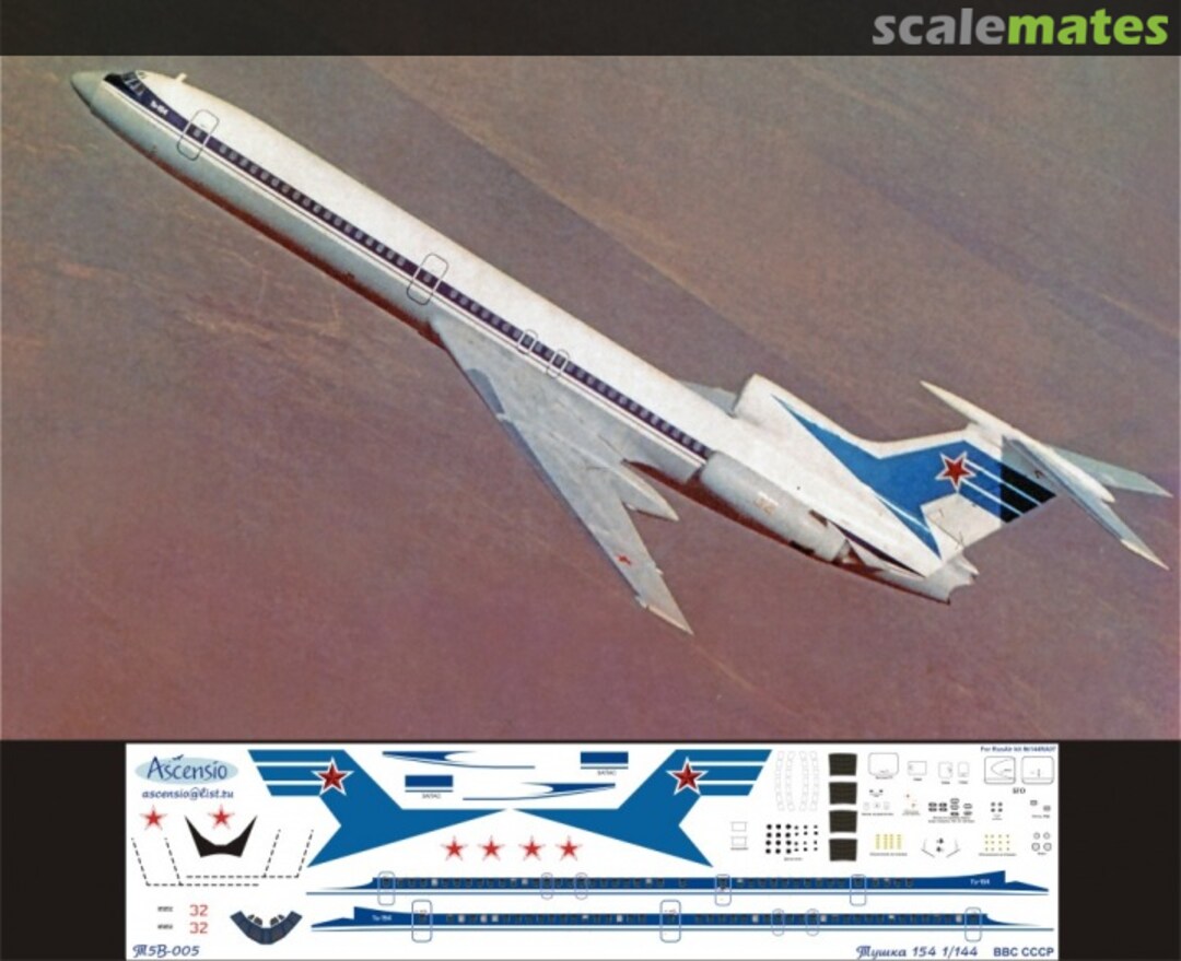 Boxart Tupolev Tu-154B Soviet Air Force T5B-005 Ascensio Boxart Tupolev Tu-154B Soviet Air Force T5B-005 Ascensio