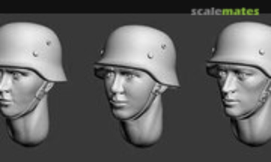 1:35 German Heads in Steel Helmets (WWII) (Set 1) (Armor35 ARM356027) ARM356027