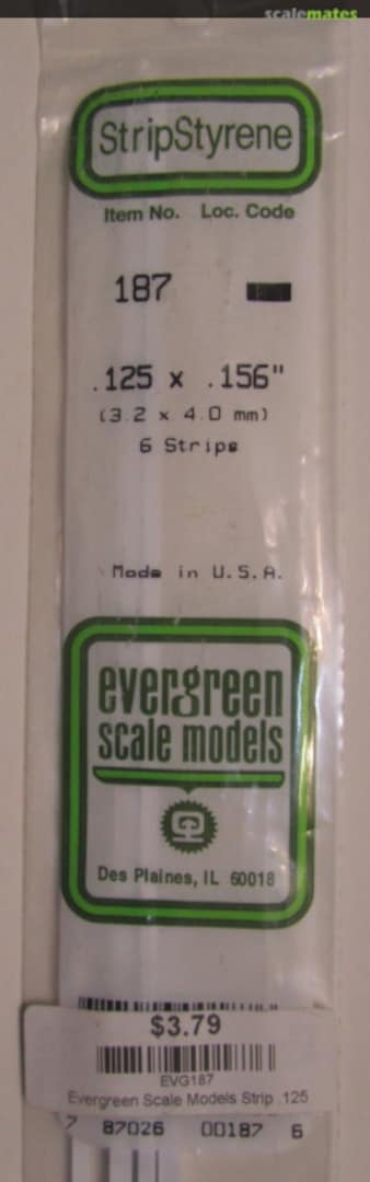 Boxart Strip Styrene .125” x .156” 187 Evergreen Scale Models Boxart Strip Styrene .125” x .156” 187 Evergreen Scale Models
