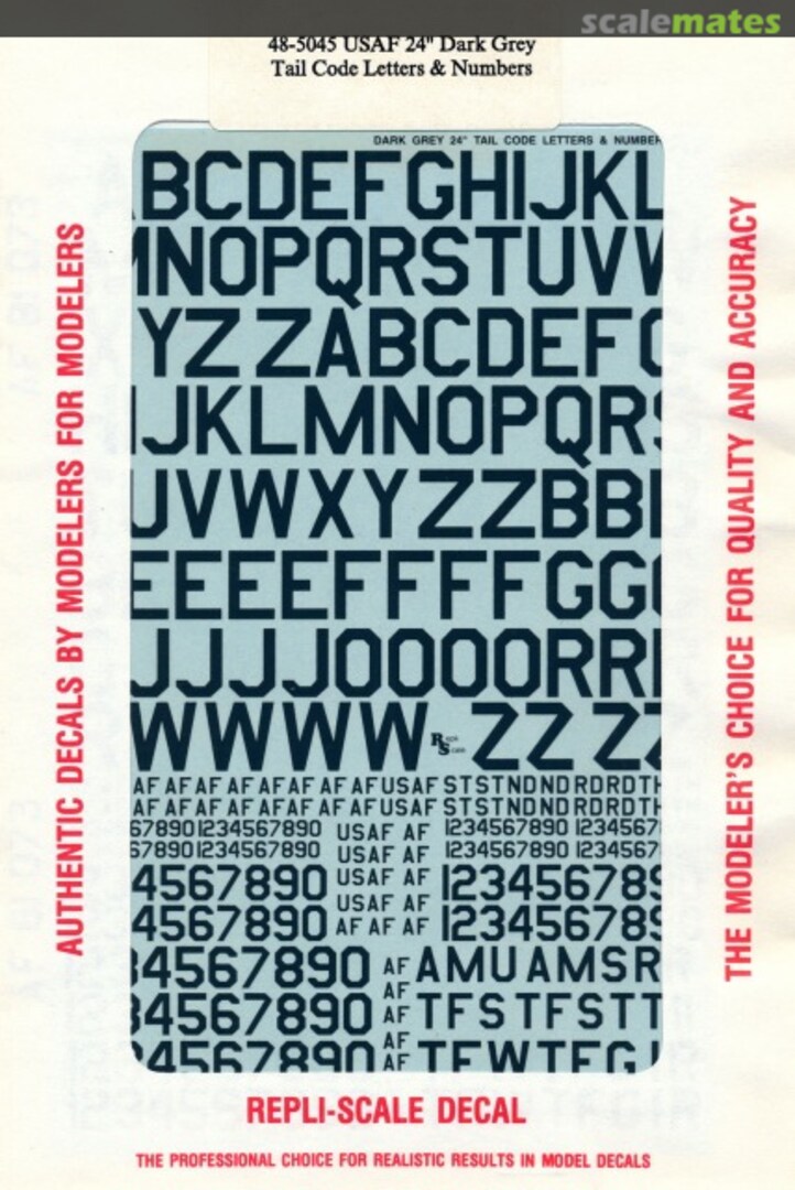 Boxart USAF 24" Dark Grey Tail Codes & Numbers 48-5045 Repli-scale