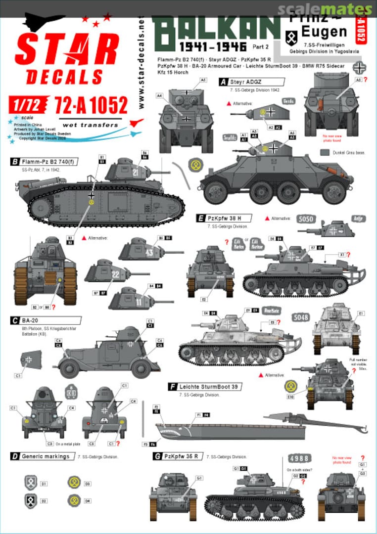 Boxart Balkan WW2 # 2 72-A1052 Star Decals Boxart Balkan WW2 # 2 72-A1052 Star Decals