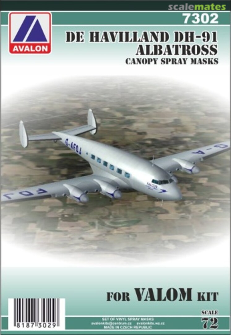 Boxart De Havilland DH-91 Albatross Canopy Spray Masks 7302 Avalon Decals Boxart De Havilland DH-91 Albatross Canopy Spray Masks 7302 Avalon Decals
