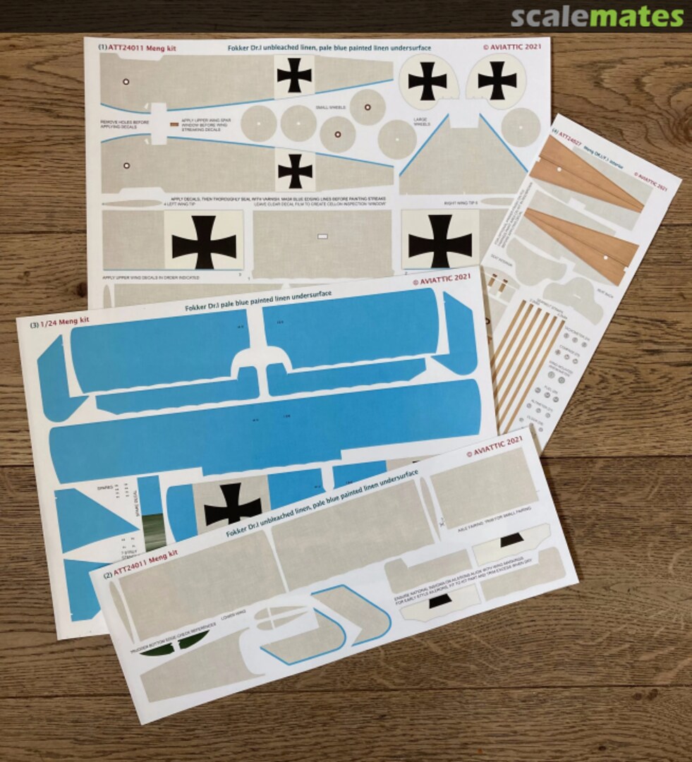 Boxart (Meng kit) Fokker Dr.I unbleached linen with pale blue painted linen undersurfaces ATT24011 Aviattic Boxart (Meng kit) Fokker Dr.I unbleached linen with pale blue painted linen undersurfaces ATT24011 Aviattic