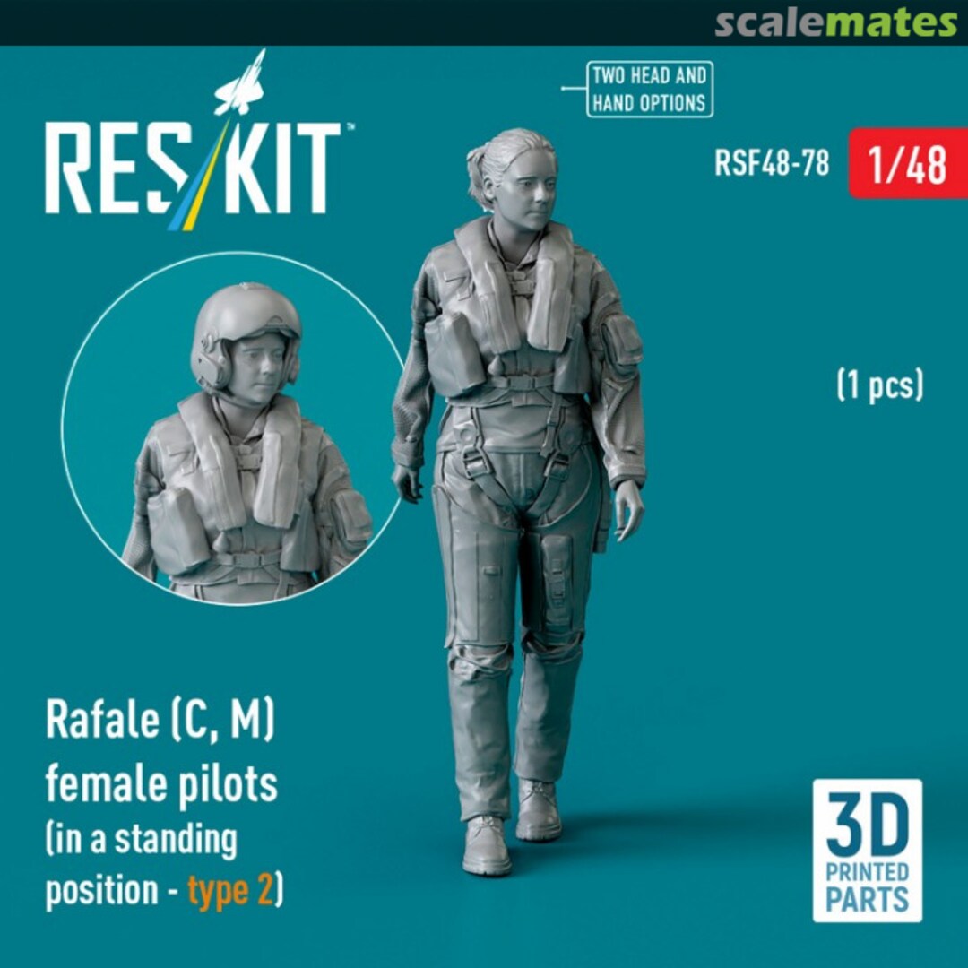 Boxart Rafale (C, M) female pilot (in a standing position - type 2) (1 pcs) (3D Printed) RSF48-0078 ResKit Boxart Rafale (C, M) female pilot (in a standing position - type 2) (1 pcs) (3D Printed) RSF48-0078 ResKit