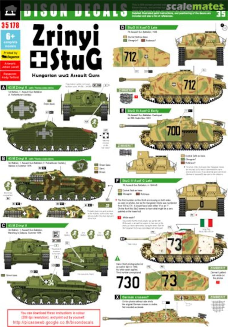 Boxart Hungarian assault Tanks Zrinyi and StuG III 35178 Bison Decals Boxart Hungarian assault Tanks Zrinyi and StuG III 35178 Bison Decals